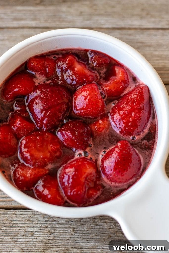 Strawberry sauce in a bowl