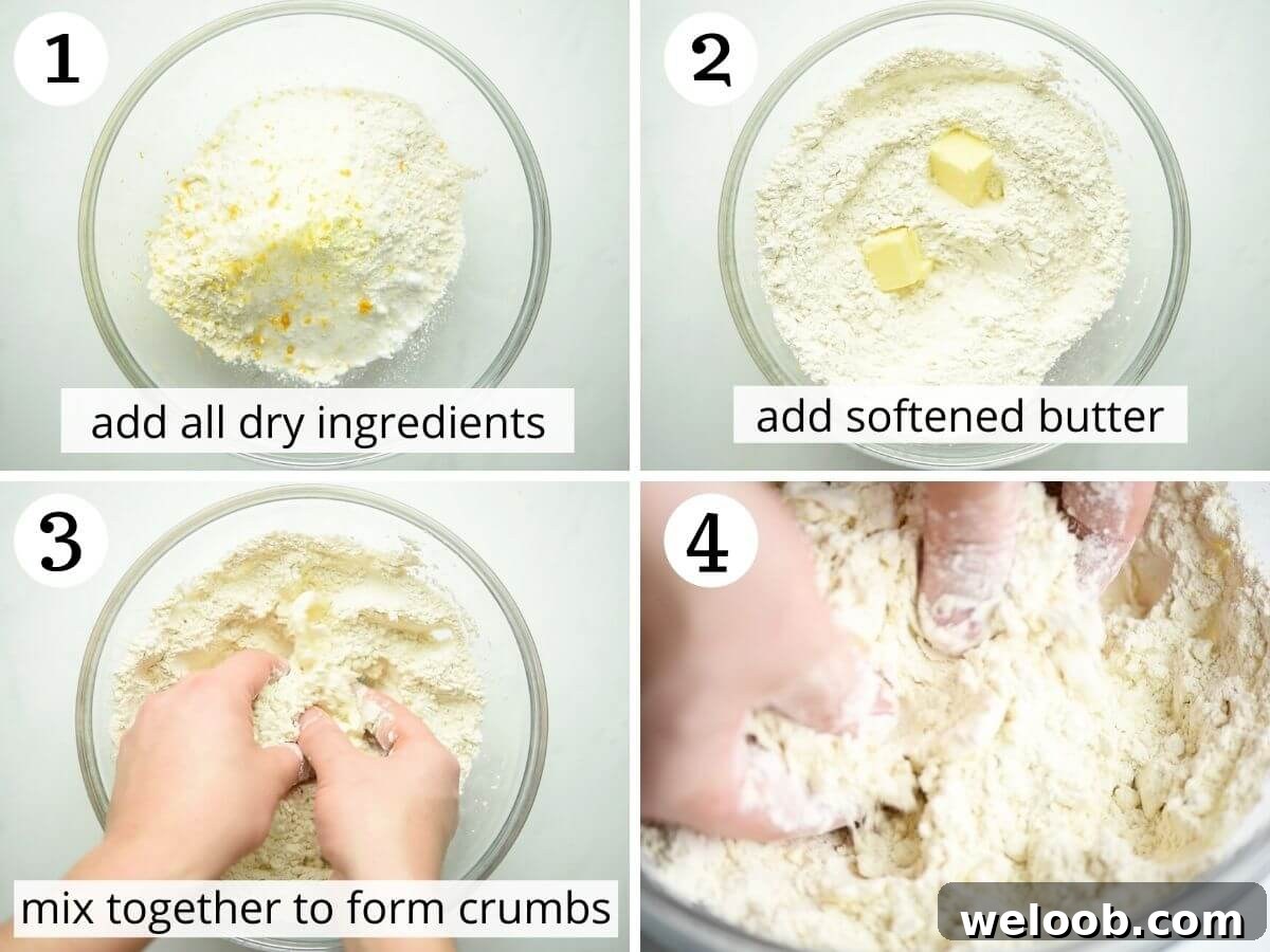 Step by step photos showing how to prepare the dry ingredients