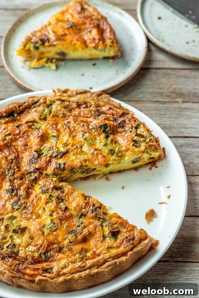 Easy Quiche on a white plate.