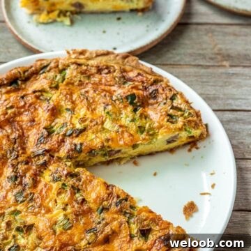 Easy Quiche on a white plate.