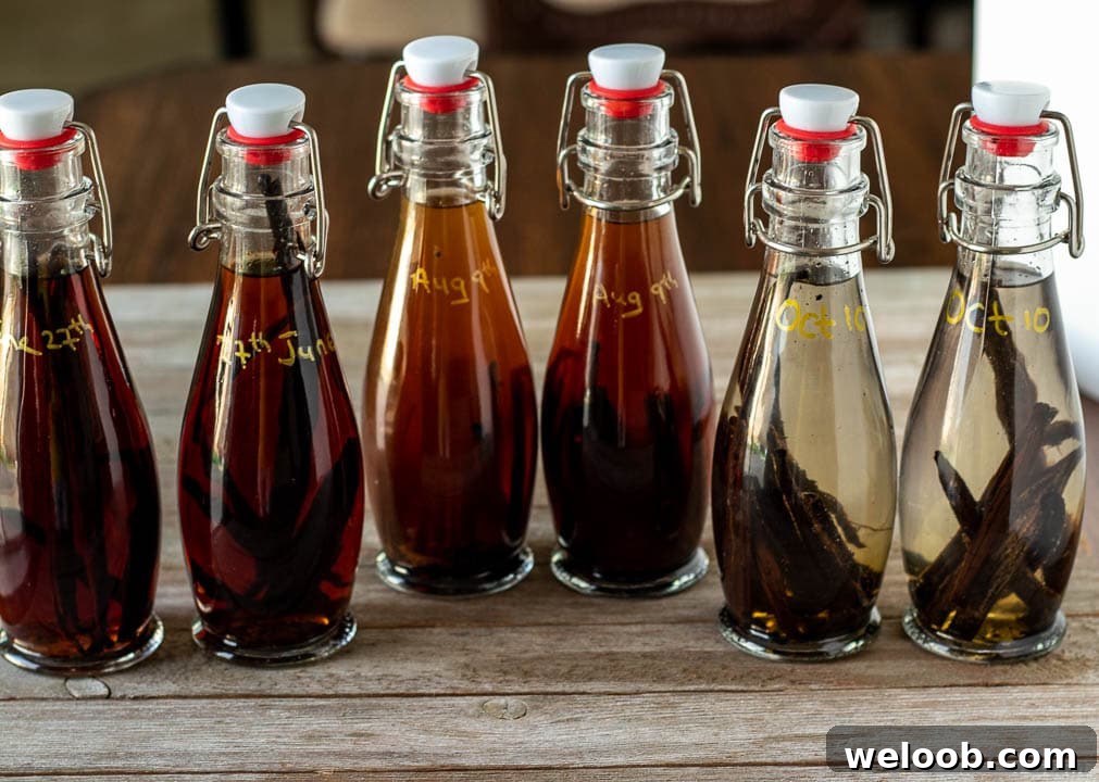 vanilla extract in various bottles