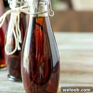 Homemade vanilla extract in bottles