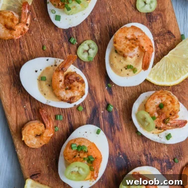 Square image of Deviled Eggs With Shrimp