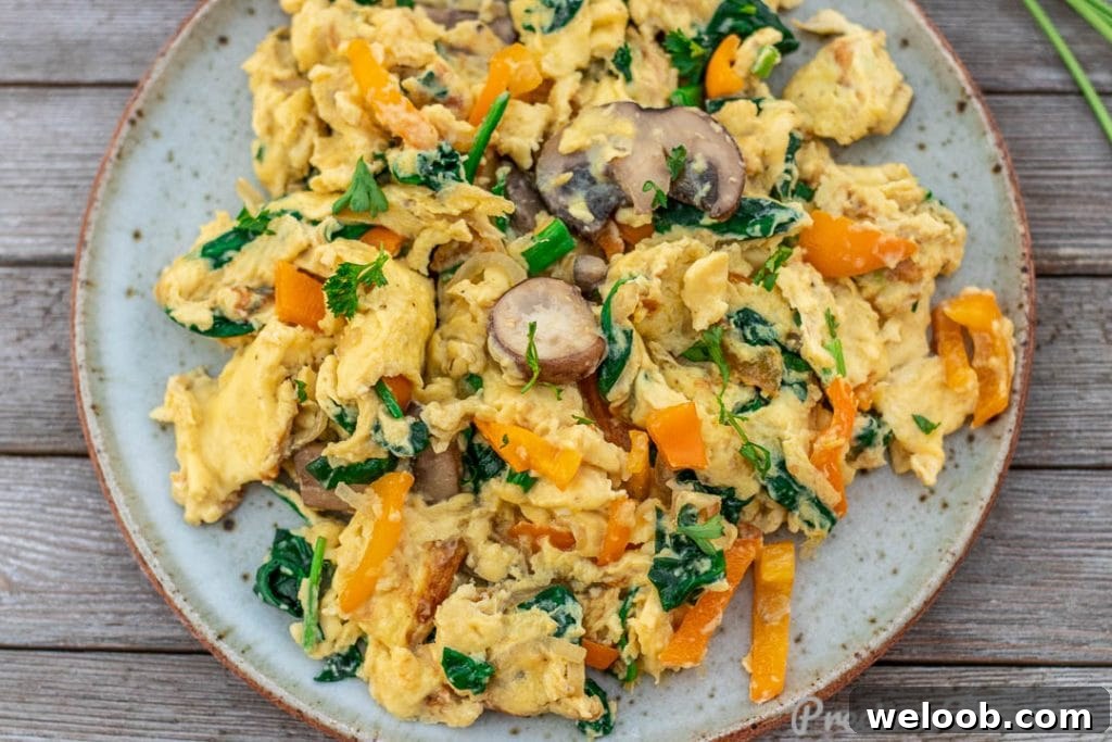 Landscape picture of scrambled eggs