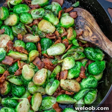 Perfect Pan-Seared Ribeye Steak with Crispy Crust and Juices 10 Square photo of pan-fried Brussels sprouts.