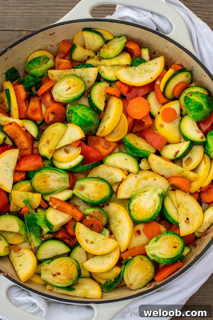 Sautéed vegetables in pot