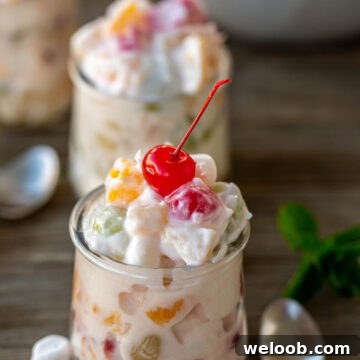 Ambrosia Salad in dessert cups.