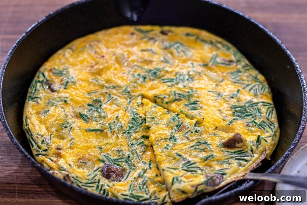 Potato Frittata in a cast iron skillet