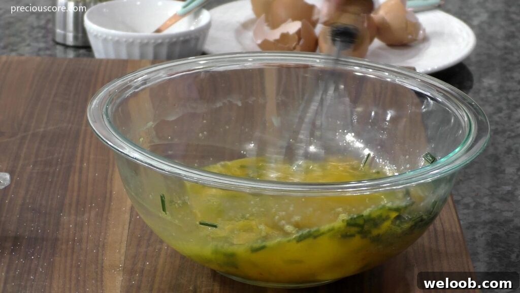 Egg mixture for frittata in bowl