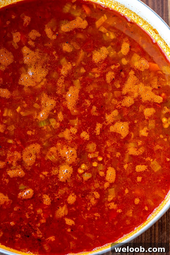 Pot with all ingredients for Lentil Stew