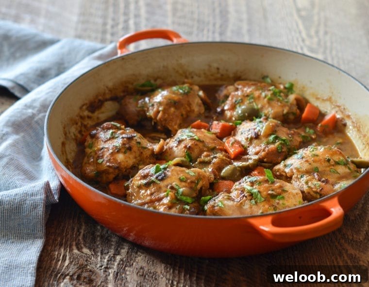 Chicken Tagine in a cast iron braiser