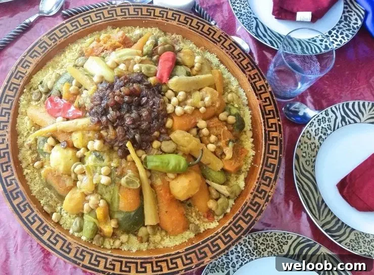 Moroccan Couscous in dish - North African dinner