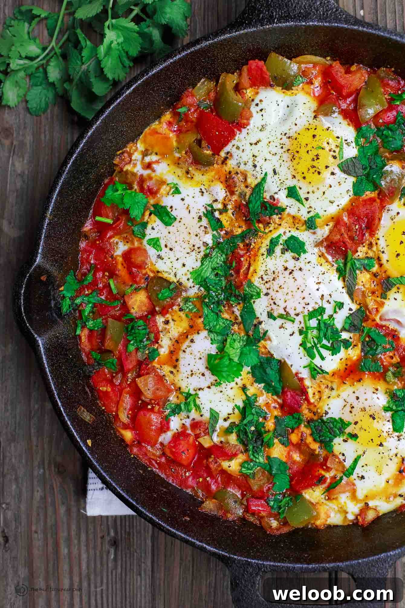 Shakshuka in a cast iron skillet