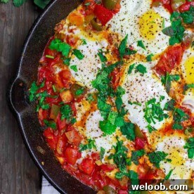 Shakshuka in a cast iron pan