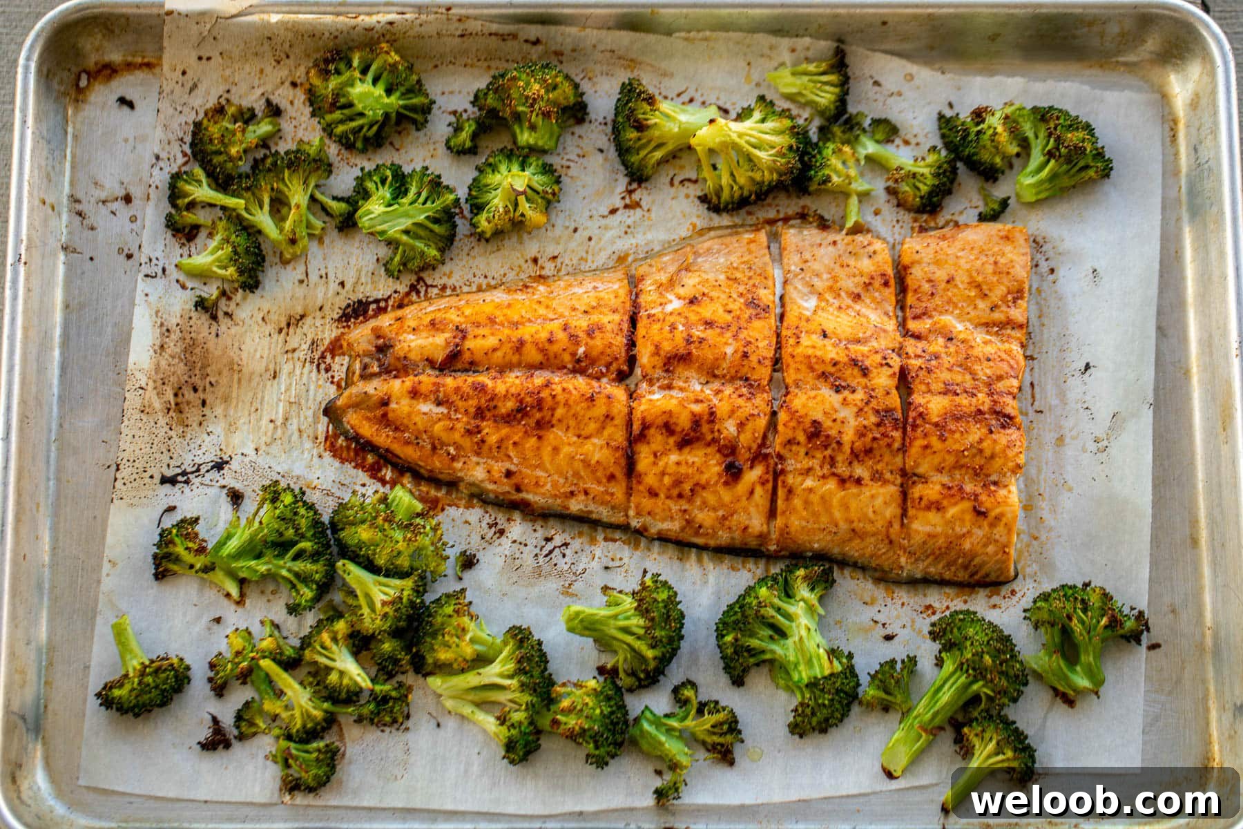landscape photo of baked salmon and broccoli