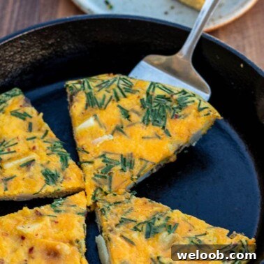 Slices of Potato Frittata in skillet