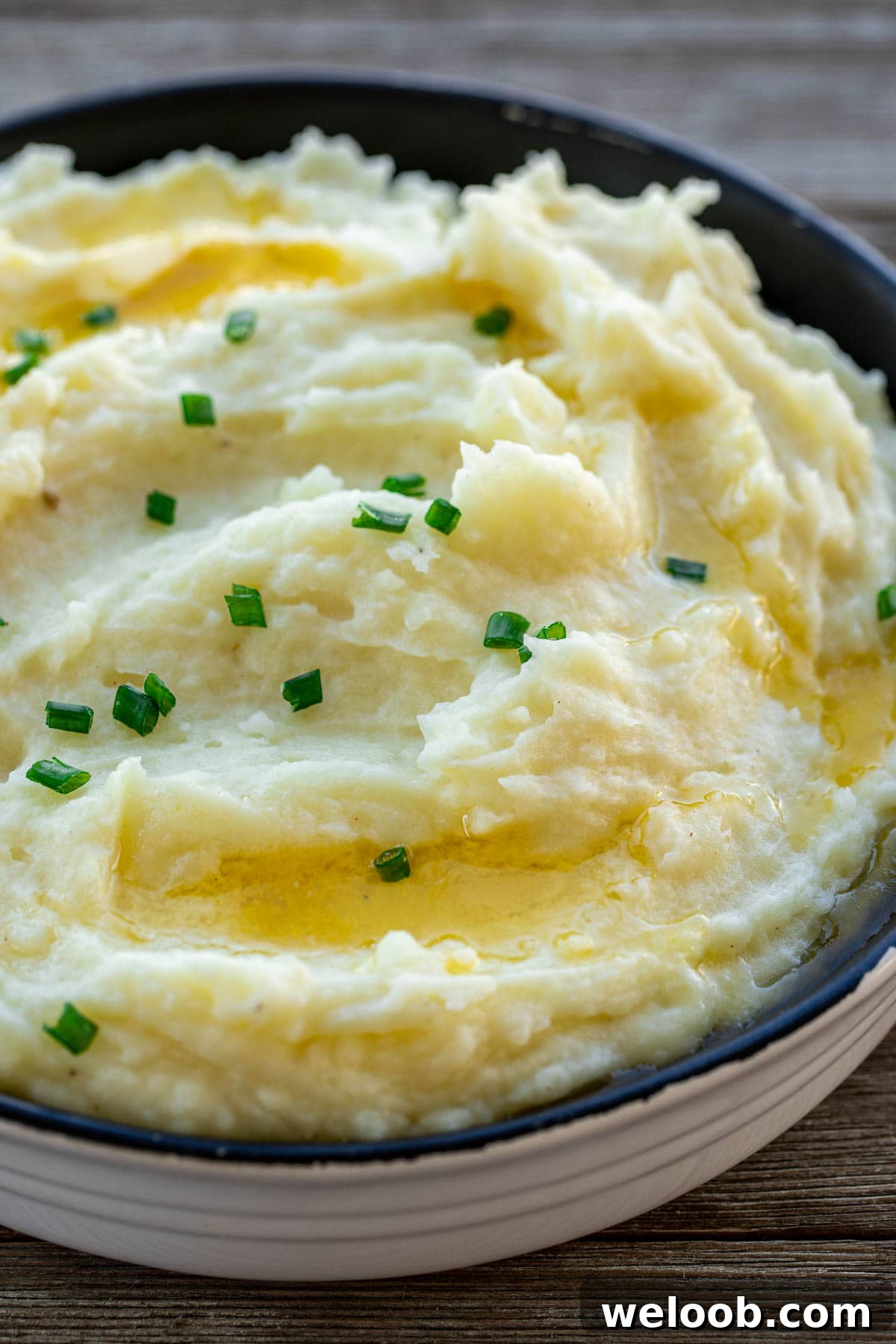 A bowl of buttermilk mashed potatoes