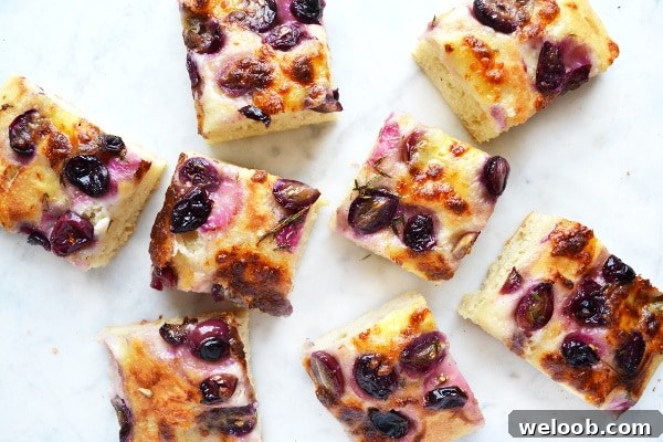 red grape and mozzarella focaccia www.insidethrustickitchen.com