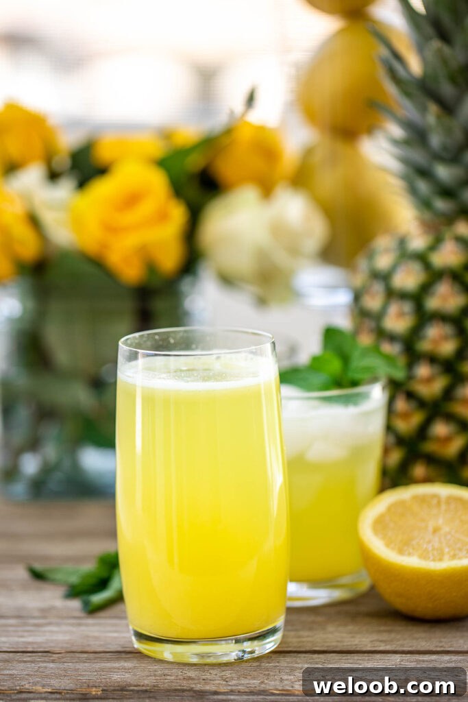 Tall Glass of Pineapple Lemonade
