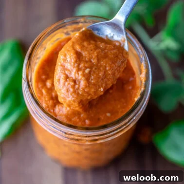 Square image of roasted tomato pizza sauce.