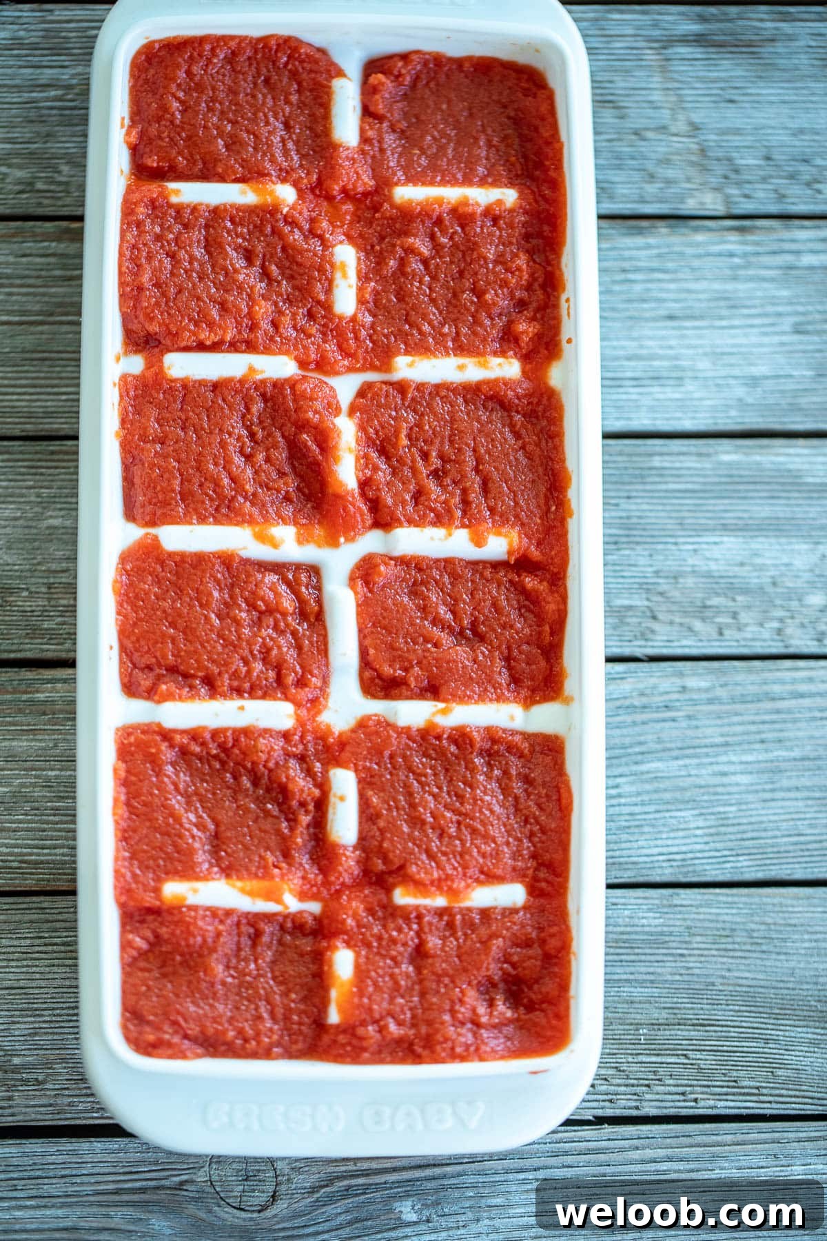 Tomato Paste in an Ice Cube Tray