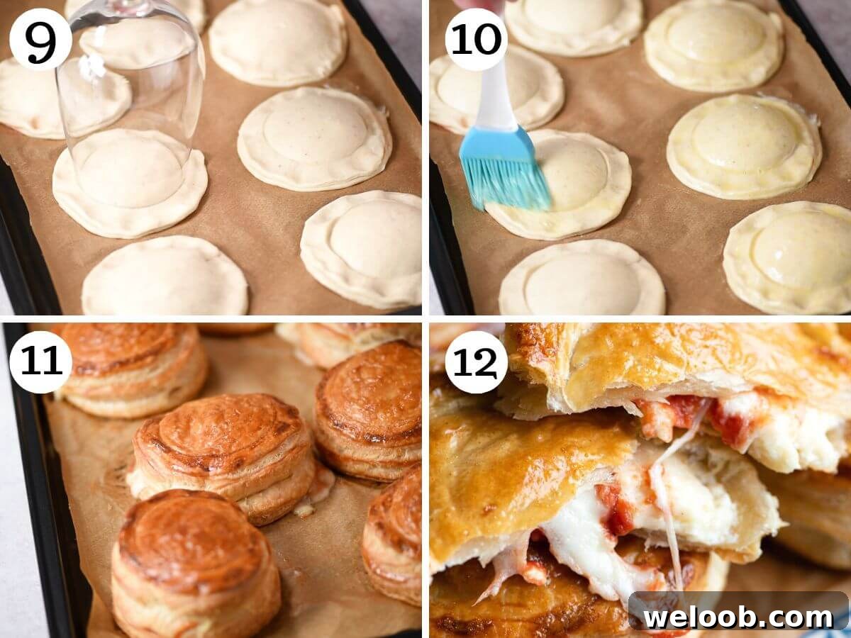 Four photos in a collage showing how to bake Rustici Leccesi.