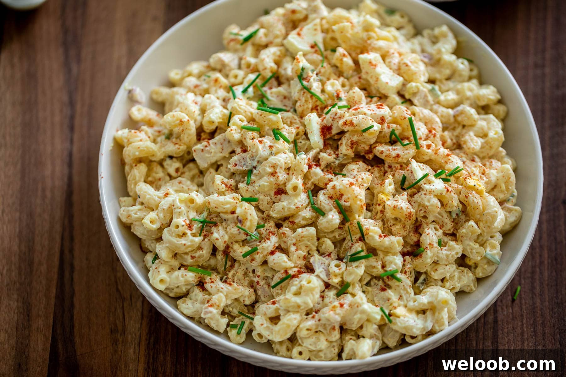 Landscape picture of macaroni salad