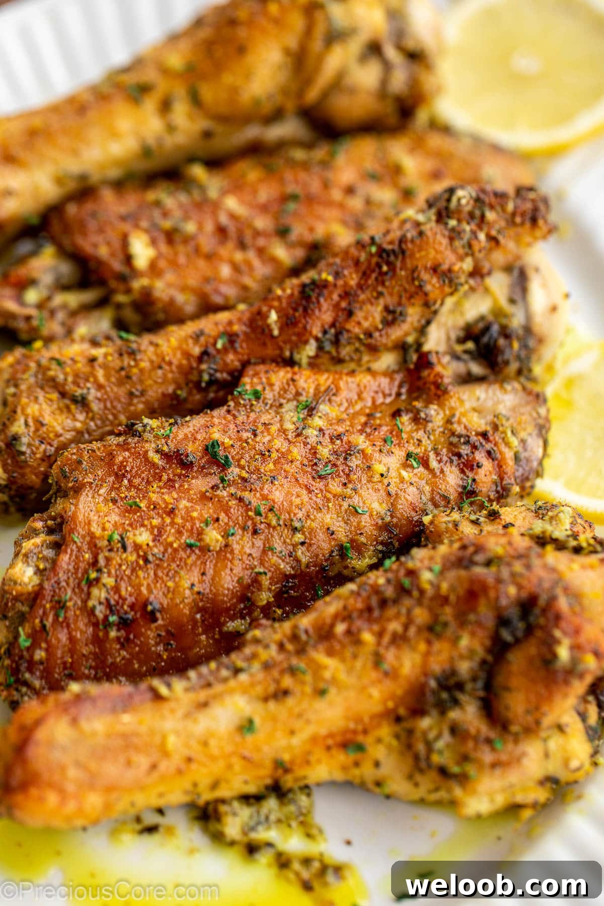 Cooked turkey wings.