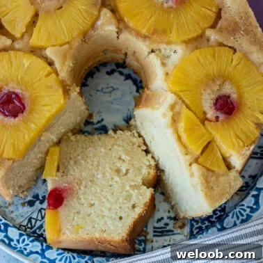 Square image of Pineapple Upside Down Pound Cake.