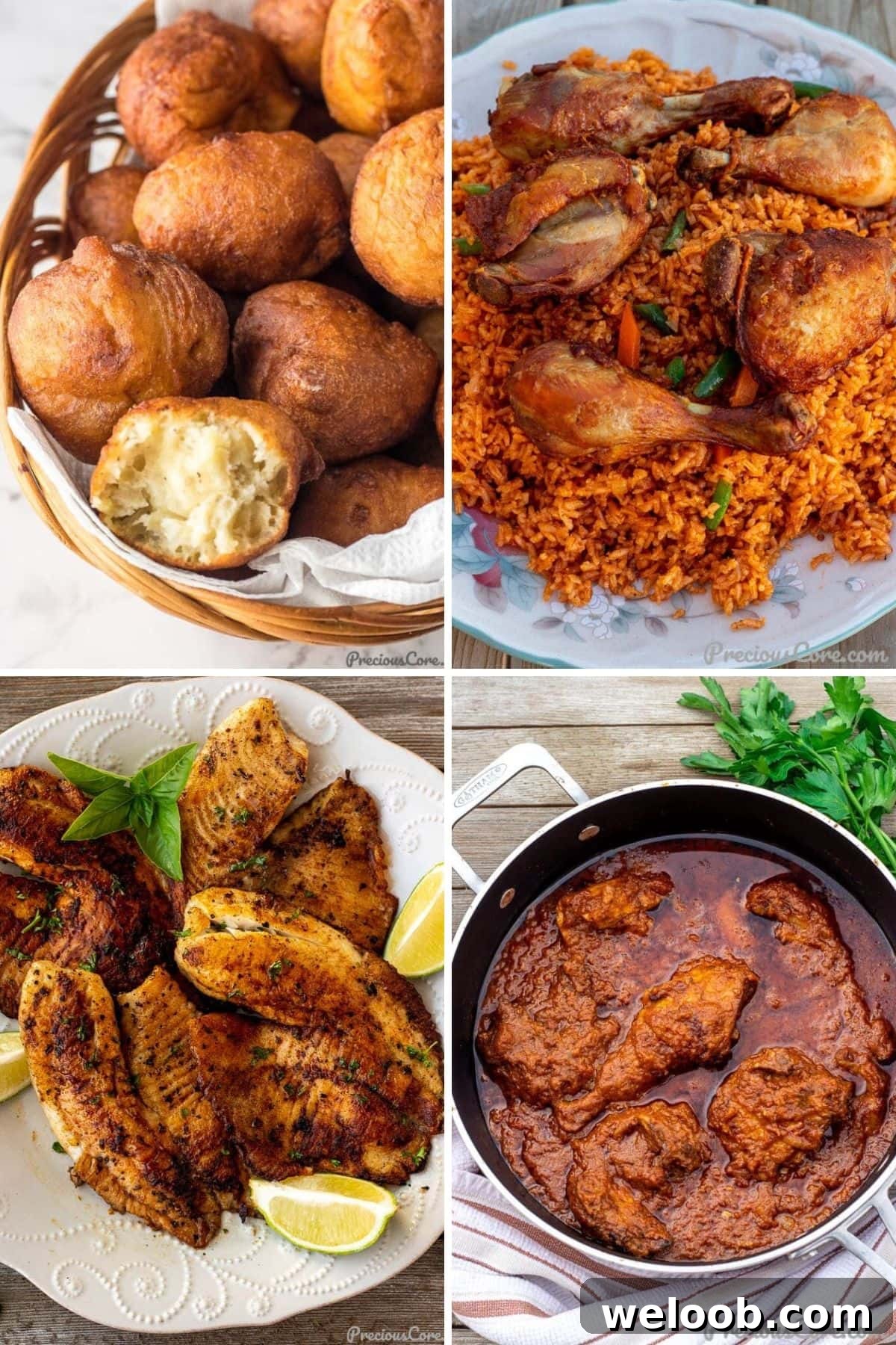 Collage of 4 different images of foods which are part of the top ten 2022 recipes on this website.