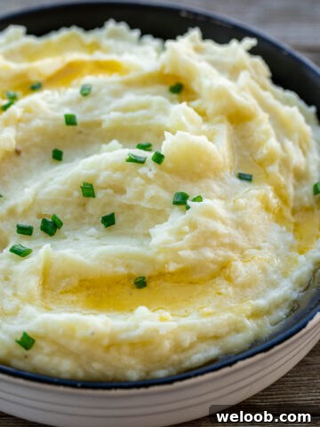 A bowl of buttermilk mashed potatoes