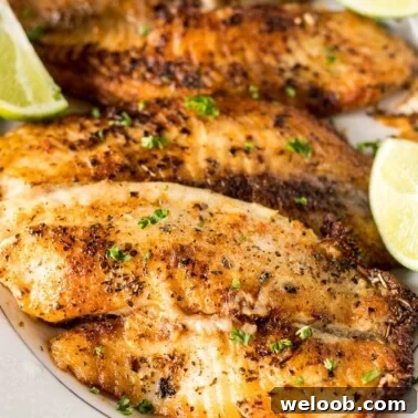 Close up shot of Pan Seared Tilapia