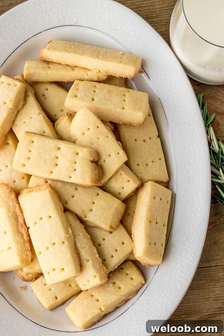 Shortbread Cookies on a platter with milk on the side