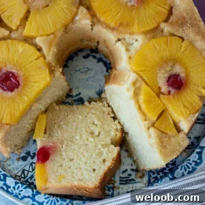Square image of Pineapple Upside Down Pound Cake.