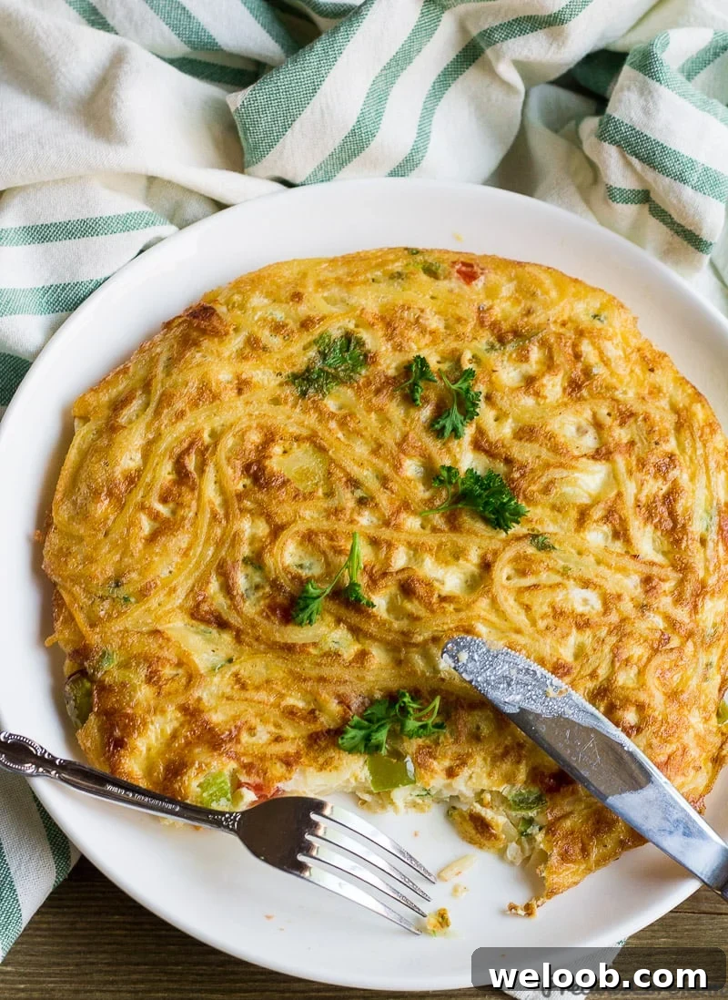 Spaghetti Omelette or Spaghetti Frittata for breakfast.