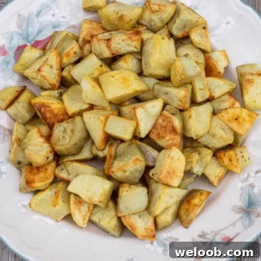 Square image of roasted potatoes