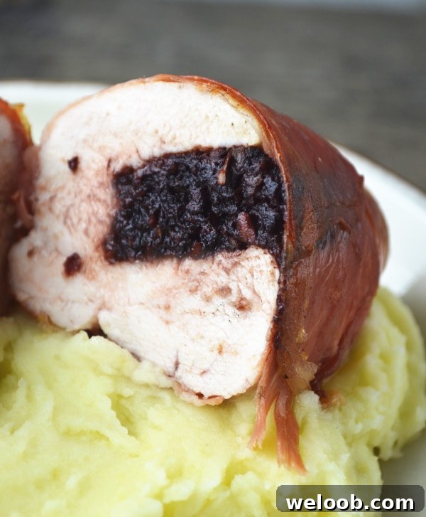 black pudding stuffed chicken with cheesy leeks www.insidetherustickitchen.com