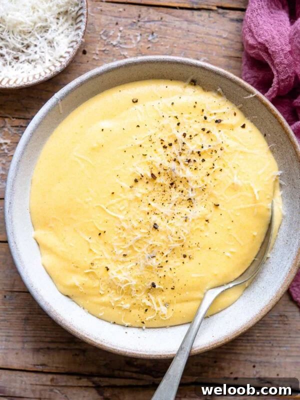 Polenta in a bowl with parmesan