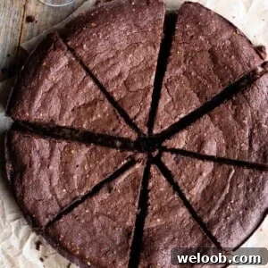 A cropped image of an Italian flourless chocolate cake.