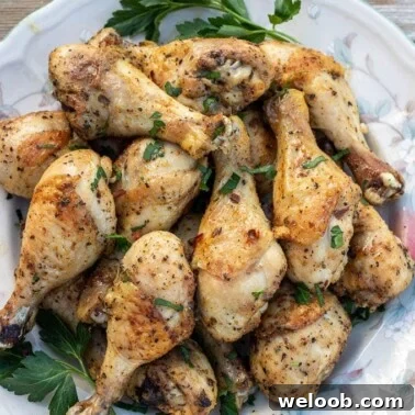 Baked Chicken Drumsticks on a serving platter