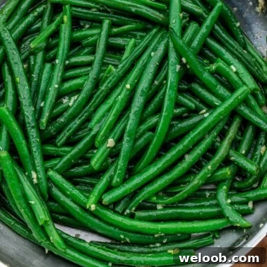 Square image of green beans.