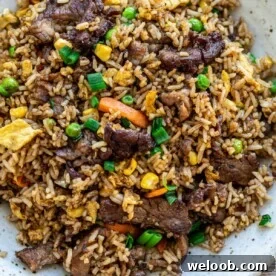 bowl of steak fried rice