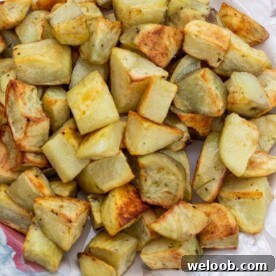 roasted potatoes on a platter