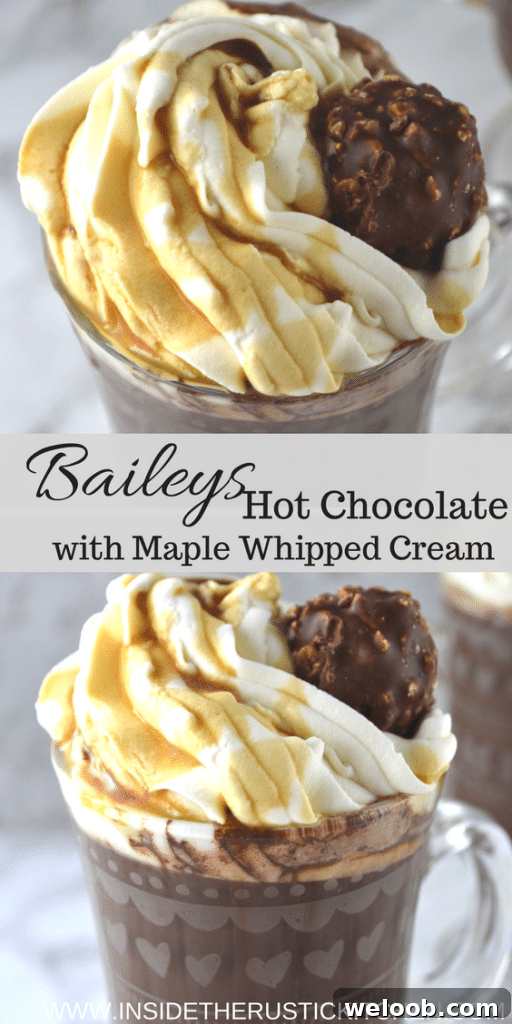 Baileys hot chocolate with maple whipped cream