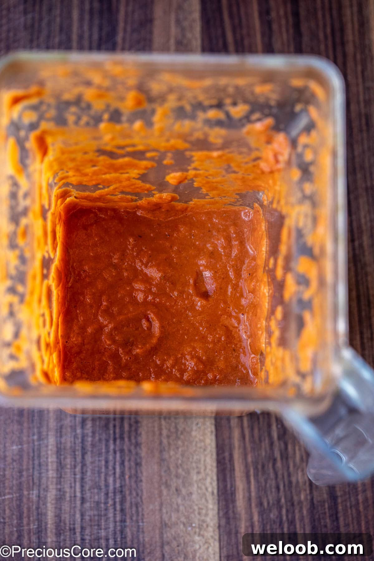 Blended roasted tomato sauce.