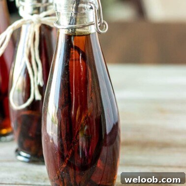 Homemade vanilla extract in bottles