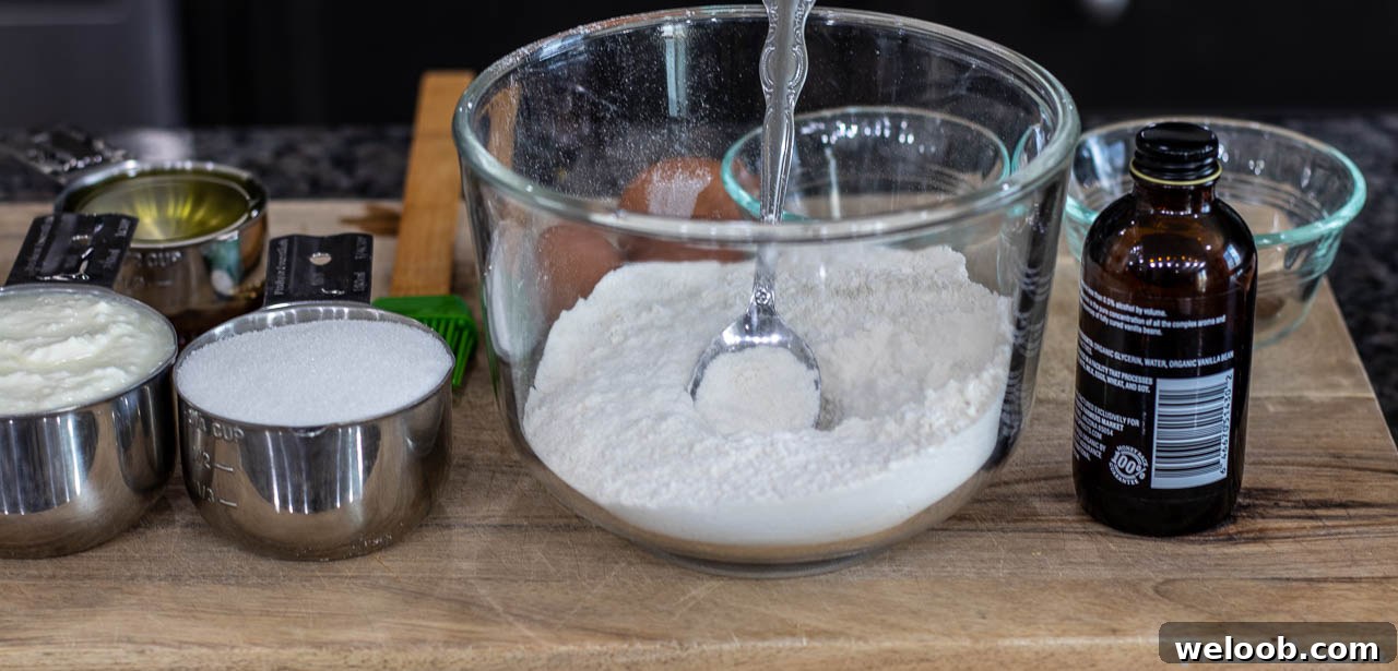 Ingredients for cake on a chopping board.