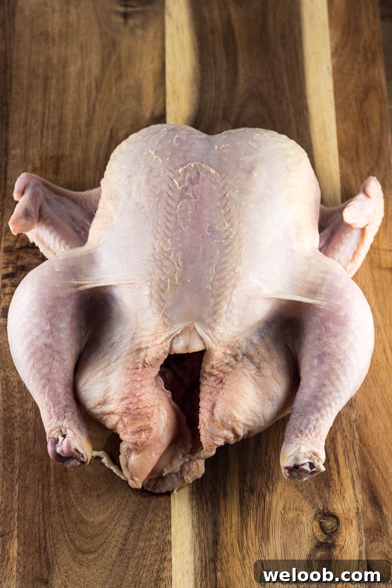 Raw chicken for Perfect Roast Chicken.