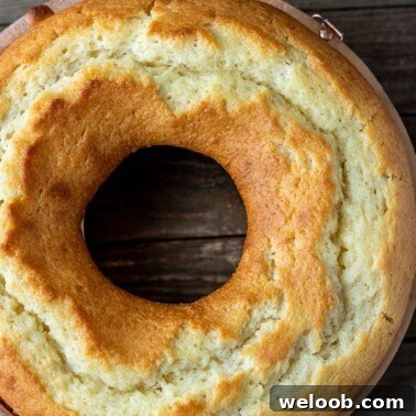 Yogurt cake in a bundt baking dish
