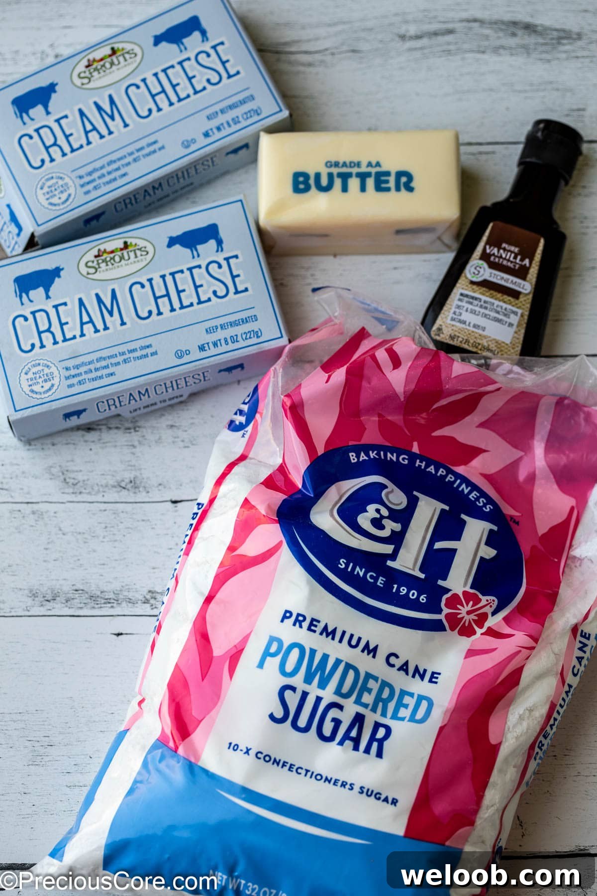Cream Cheese Frosting ingredients